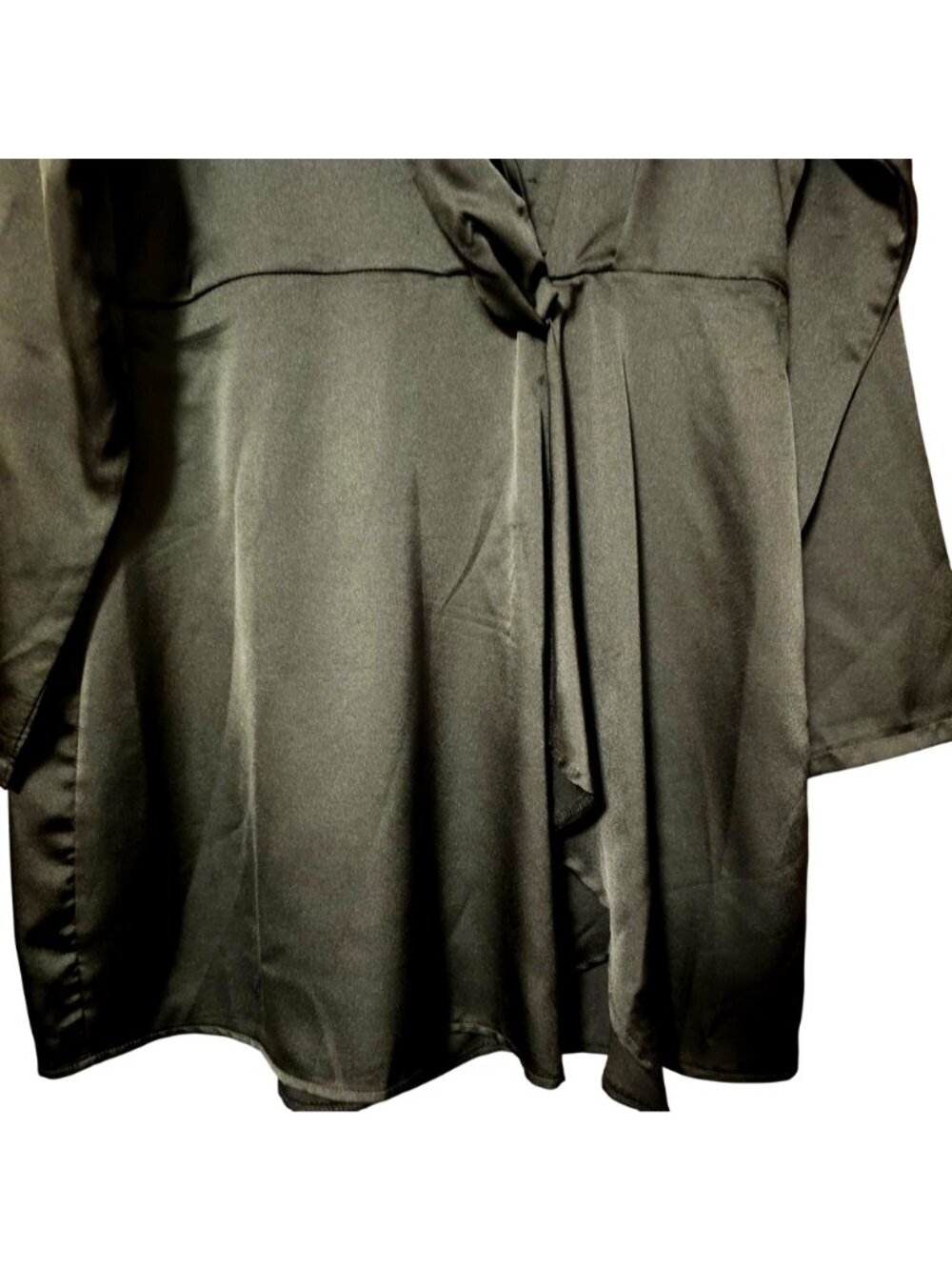 PrettyLittleThing Womens Black Wrap Front Long Sleeve Tunic Dress Size 12 - Picture 7 of 13
